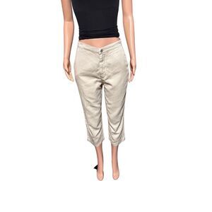 Pulp women's high waist Tan crop capris pants M